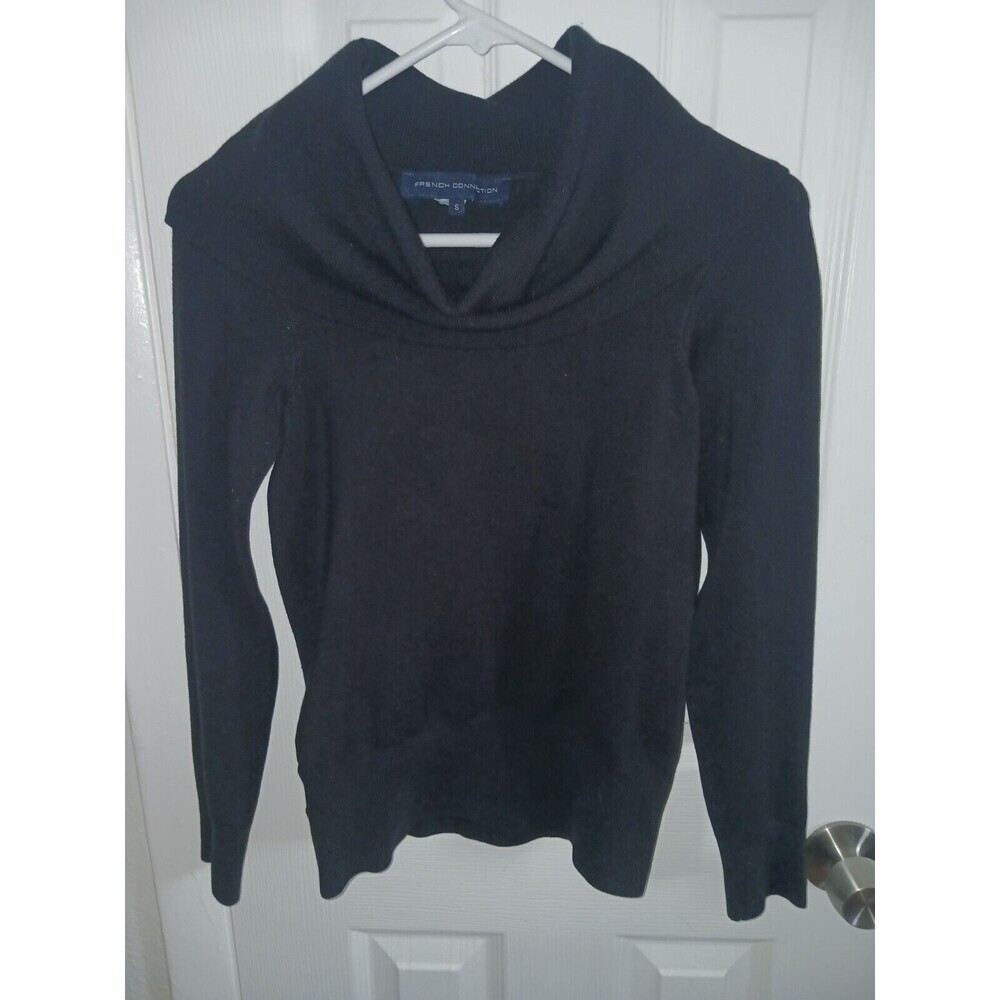 French Connection Black Long Sleeve Cowl Neck Pullover Sweater Size Small